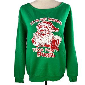 Awkward Styles Green It's the Most Wonderful Time Open Neck Sweatshirt S…